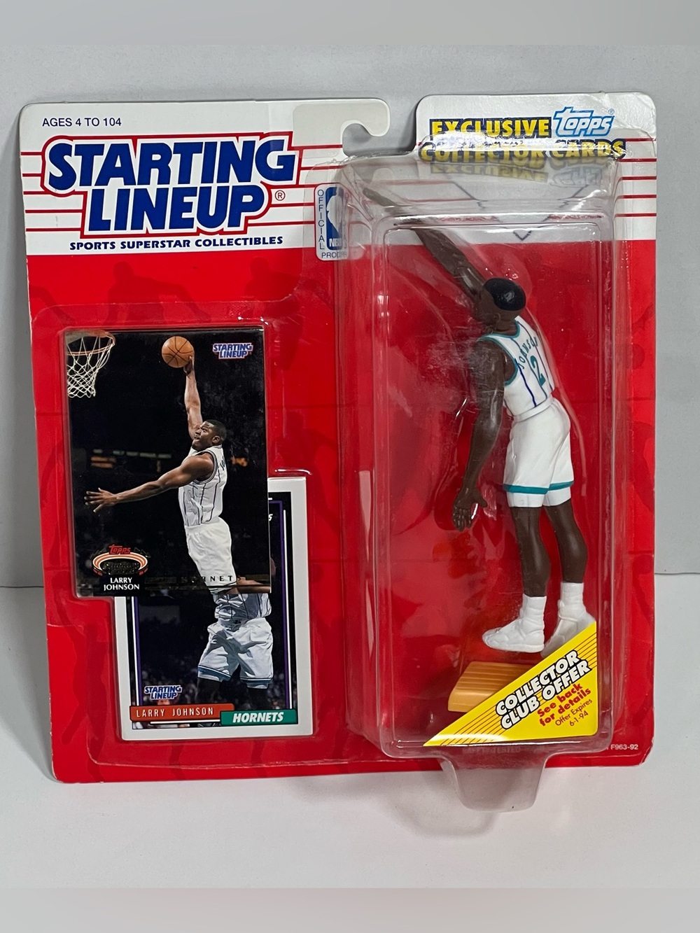 Starting Lineup Larry Johnson Hornets Figure - White & Teal Jersey